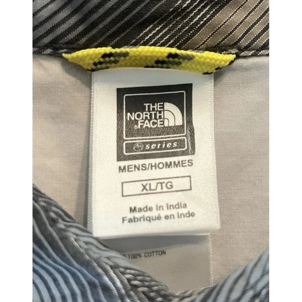 North Face Men's Sz XL Shirt A5 Series Button Long Sleeve Brown Blue Striped EUC